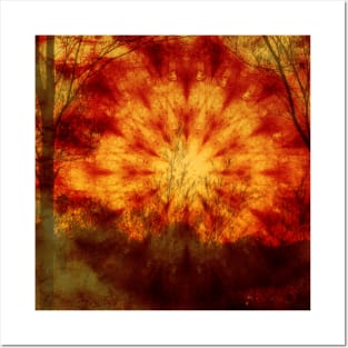 Mysterious mandala sunset landscape Posters and Art